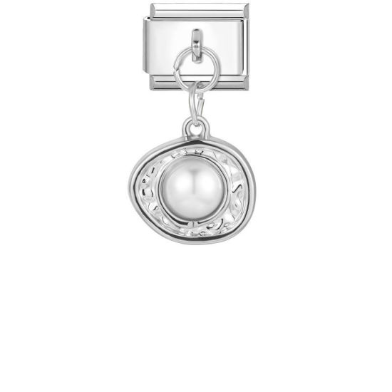 Immagine di 1 Pz 304 Acciaio Inossidabile Magnetiche Italiane per Bracciali Modulari e Orologi Fai‑Da‑Te All'Ingrosso Tono Argento Bianco Rettangolo Ovale Imitata Perla 10mm x 9mm