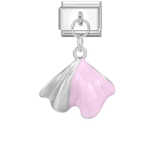 Immagine di 1 Pz 304 Acciaio Inossidabile Magnetiche Italiane per Bracciali Modulari e Orologi Fai‑Da‑Te All'Ingrosso Tono Argento Rosa Smalto Rettangolo Conchiglia 10mm x 9mm