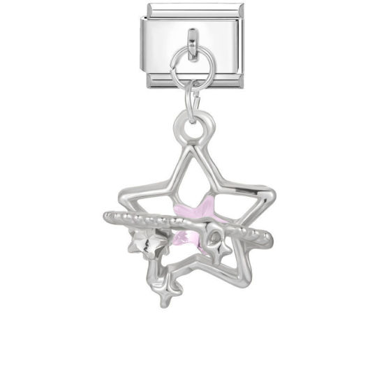 Immagine di 1 Pz 304 Acciaio Inossidabile Magnetiche Italiane per Bracciali Modulari e Orologi Fai‑Da‑Te All'Ingrosso Tono Argento Rettangolo Stella a Cinque Punte 10mm x 9mm