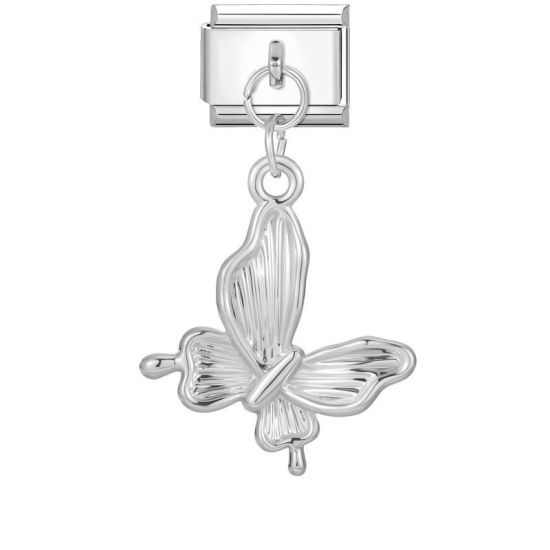 Immagine di 1 Pz 304 Acciaio Inossidabile Magnetiche Italiane per Bracciali Modulari e Orologi Fai‑Da‑Te All'Ingrosso Tono Argento Rettangolo Farfalla 10mm x 9mm