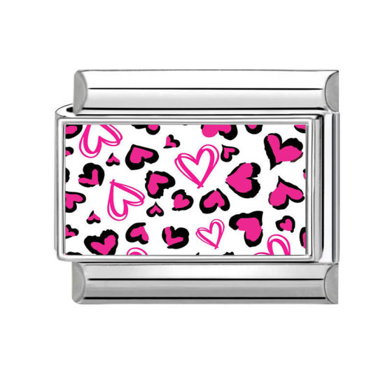Immagine di 1 Pz 304 Acciaio Inossidabile San Valentino Magnetiche Italiane per Bracciali Modulari e Orologi Fai‑Da‑Te All'Ingrosso Tono Argento Rosso Prugna Rettangolo Cuore 10mm x 9mm