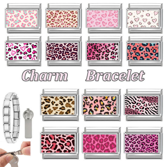 Immagine di 1 Pz 304 Acciaio Inossidabile San Valentino Magnetiche Italiane per Bracciali Modulari e Orologi Fai‑Da‑Te All'Ingrosso Tono Argento Rosso Prugna Rettangolo Cuore 10mm x 9mm