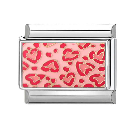 Immagine di 1 Pz 304 Acciaio Inossidabile San Valentino Magnetiche Italiane per Bracciali Modulari e Orologi Fai‑Da‑Te All'Ingrosso Tono Argento Rosso Prugna Rettangolo Cuore 10mm x 9mm