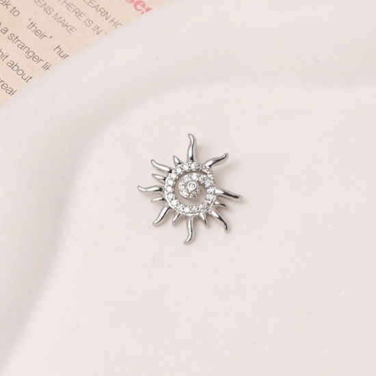 Immagine di 2 Pz Ottone Galassia Ciondoli All'Ingrosso Platino Placcato Sole Trasparente Cubic Zirconiae 19mm x 17mm