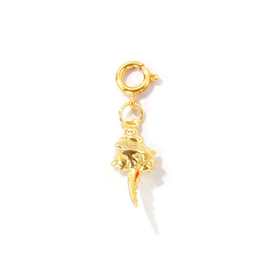 Bild von 1 Stück Umweltfreundlich Messing Anhänger Großhandel 18K Echtgold plattiert Muschel Mit Federringverschluss 3.3cm x 0.9cm