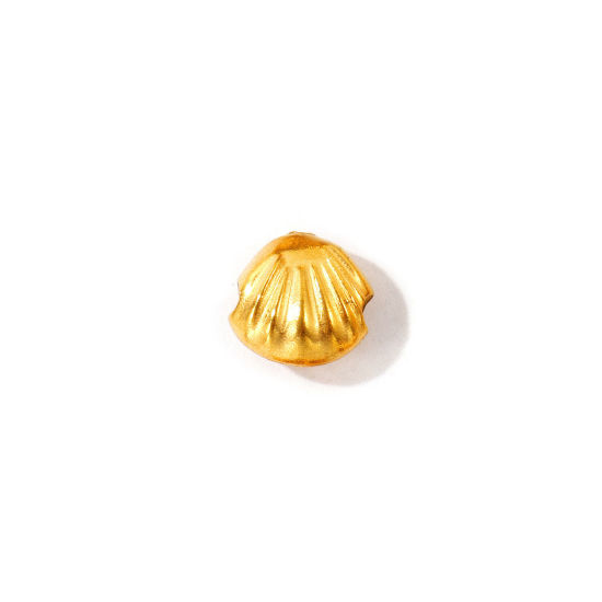 Picture of 2 PCs Eco-friendly PVD 304 Stainless Steel Beads For DIY Jewelry Making Wholesale 18K Gold Plated Shell 3D 8mm x 8mm, Hole: Approx 1.8mm