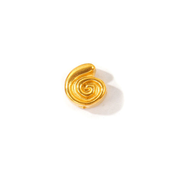 Picture of 2 PCs Eco-friendly PVD 304 Stainless Steel Beads For DIY Jewelry Making Wholesale 18K Gold Plated Spiral 8mm x 8mm, Hole: Approx 1.8mm