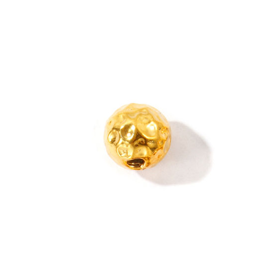 Picture of 2 PCs Eco-friendly PVD 304 Stainless Steel Beads For DIY Jewelry Making Wholesale 18K Gold Plated 8mm Dia., Hole: Approx 1.8mm