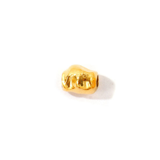 Picture of 2 PCs Eco-friendly PVD 304 Stainless Steel Beads For DIY Jewelry Making Wholesale 18K Gold Plated Irregular 6mm x 4mm, Hole: Approx 1.8mm