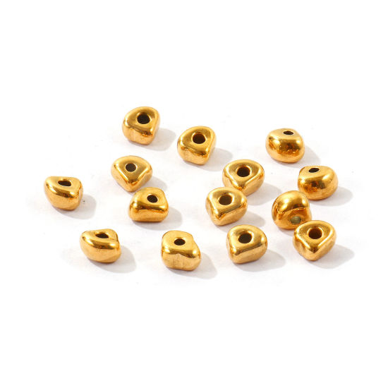 Picture of 10 PCs Eco-friendly PVD Waterproof Anti-Tarnish Hypoallergenic 304 Stainless Steel Beads For DIY Jewelry Making Wholesale 18K Real Gold Plated Irregular 5mm x 5mm, Hole: Approx 1.5mm