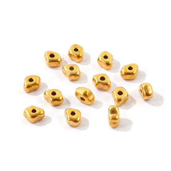 Picture of 10 PCs Eco-friendly PVD Waterproof Anti-Tarnish Hypoallergenic 304 Stainless Steel Beads For DIY Jewelry Making Wholesale 18K Real Gold Plated Irregular 7mm x 6mm, Hole: Approx 1.5mm
