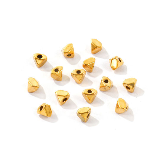 Picture of 10 PCs Eco-friendly PVD Waterproof Anti-Tarnish Hypoallergenic 304 Stainless Steel Beads For DIY Jewelry Making Wholesale 18K Real Gold Plated Irregular 5mm x 5mm, Hole: Approx 1.5mm
