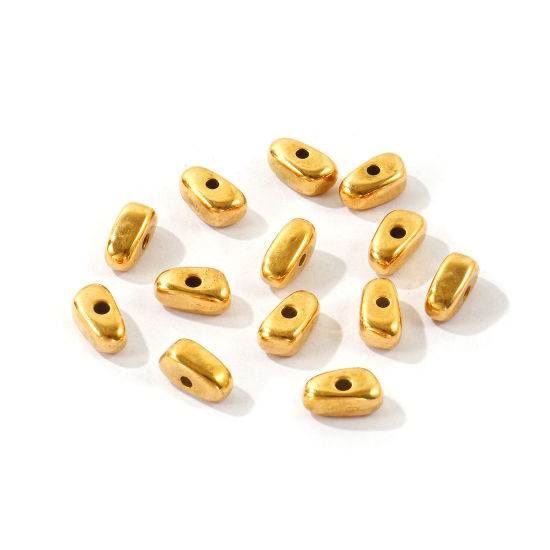 Picture of 10 PCs Eco-friendly PVD Waterproof Anti-Tarnish Hypoallergenic 304 Stainless Steel Beads For DIY Jewelry Making Wholesale 18K Real Gold Plated Irregular 9mm x 5mm, Hole: Approx 1.2mm