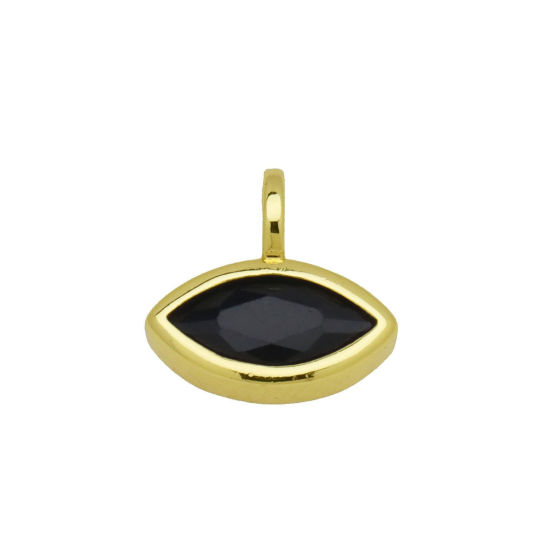 Immagine di 2 Pz Ottone Mini Ciondoli All'Ingrosso Placcato Oro 18K Olive Nero Cubic Zirconiae 12mm x 11mm