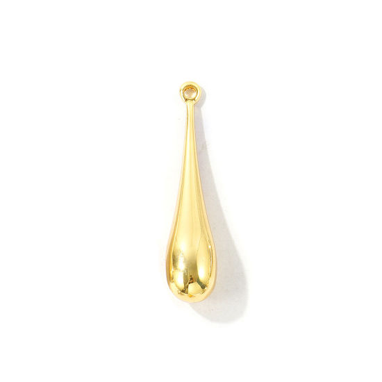 Image de 1 Pièce Pendentifs En Gros en Laiton Respectueux de la Nature Géométrique Plaqué Or Véritable 18K Goutte d'Eau 4.5cm x 1cm