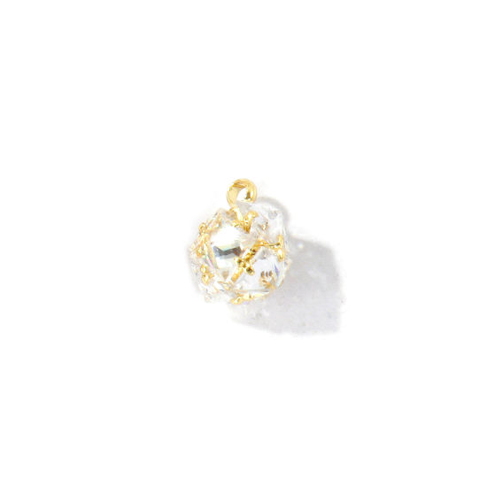 Image de 1 Pièce Breloques En Gros en Laiton Respectueux de la Nature Géométrique Plaqué Or Véritable 18K Balle à Zircone Cubique Clair 10mm x 7mm