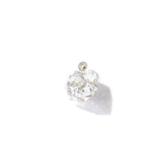 Image de 1 Pièce Breloques En Gros en Laiton Respectueux de la Nature Géométrique Plaqué Platine Véritable Balle à Zircone Cubique Clair 10mm x 7mm