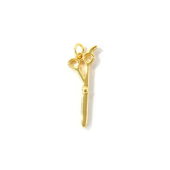 Bild von 2 Stück Umweltfreundlich Messing Charms Großhandel 18K Echtgold plattiert Schere 27mm x 9mm