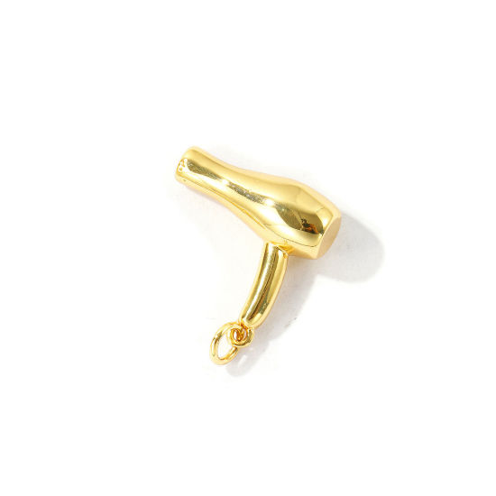Bild von 2 Stück Umweltfreundlich Messing Charms Großhandel 18K Echtgold plattiert Haartrockner 21mm x 18mm