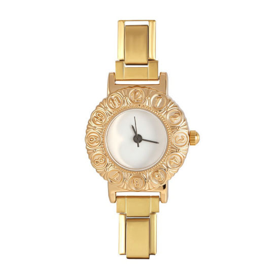 Imagen de 1 Unidad 304 Acero Inoxidable Exquisito Cara de Reloj con Enlaces de Encanto Italiano para Hacer Joyas DIY Al Por Mayor Chapado en Oro Blanco Ronda 5cm x 3.8cm