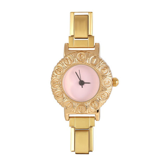 Imagen de 1 Unidad 304 Acero Inoxidable Exquisito Cara de Reloj con Enlaces de Encanto Italiano para Hacer Joyas DIY Al Por Mayor Chapado en Oro Rosado Ronda 5cm x 3.8cm