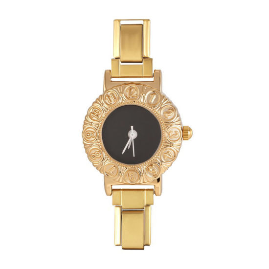 Imagen de 1 Unidad 304 Acero Inoxidable Exquisito Cara de Reloj con Enlaces de Encanto Italiano para Hacer Joyas DIY Al Por Mayor Chapado en Oro Negro Ronda 5cm x 3.8cm