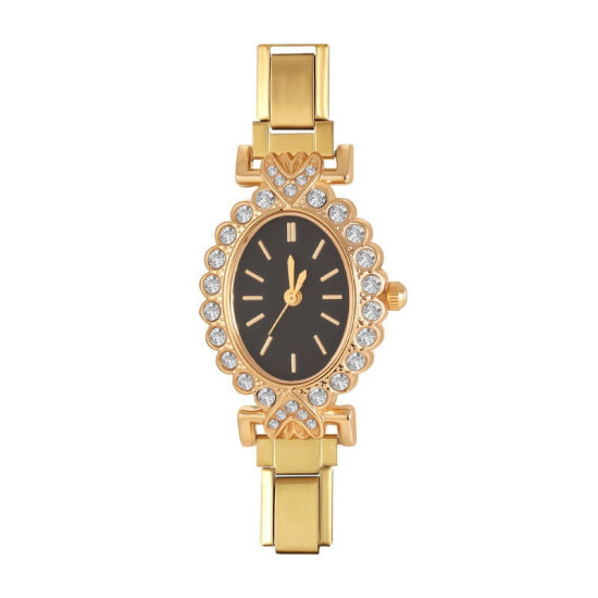Imagen de 1 Unidad 304 Acero Inoxidable Exquisito Cara de Reloj con Enlaces de Encanto Italiano para Hacer Joyas DIY Al Por Mayor Chapado en Oro Negro Óvalo Transparente Rhinestone 5cm x 3.8cm