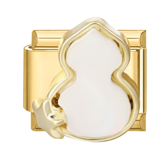 Imagen de 1 Unidad 304 Acero Inoxidable Exquisito Eslabones de Encanto Italianos para Hacer Pulseras Modulares Relojes y Joyas DIY Al Por Mayor Chapado en Oro Blanco Rectángulo Calabaza 10mm x 9mm