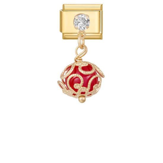 Imagen de 1 Unidad 304 Acero Inoxidable Exquisito Eslabones de Encanto Italianos para Hacer Pulseras Modulares Relojes y Joyas DIY Al Por Mayor Chapado en Oro Rojo Bola Con Cuentas Transparente Rhinestone 10mm x 9mm