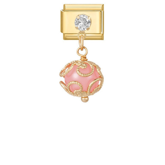 Imagen de 1 Unidad 304 Acero Inoxidable Exquisito Eslabones de Encanto Italianos para Hacer Pulseras Modulares Relojes y Joyas DIY Al Por Mayor Chapado en Oro Rosado Bola Con Cuentas Transparente Rhinestone 10mm x 9mm