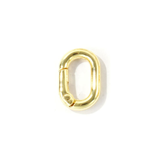 Imagen de 5 Unidades Respetuoso del Medio Ambiente Latón Cierres de Resorte Al Por Mayor Óvalo 14K Oro Real Chapado 21mm x 14mm