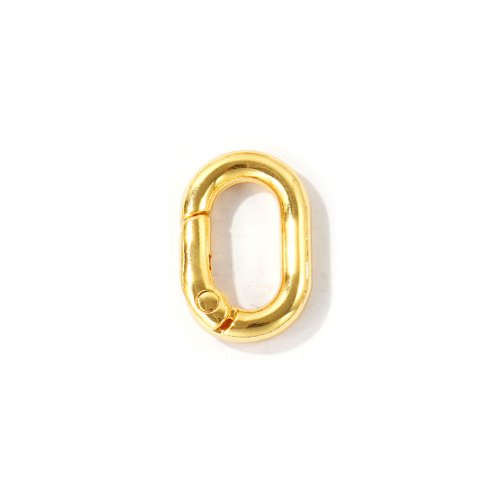Imagen de 5 Unidades Respetuoso del Medio Ambiente Latón Cierres de Resorte Al Por Mayor Óvalo 18K Oro Real Chapado 21mm x 14mm