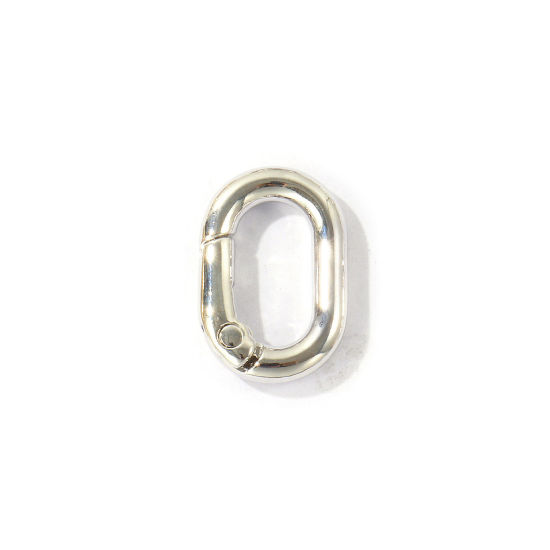 Imagen de 5 Unidades Respetuoso del Medio Ambiente Latón Cierres de Resorte Al Por Mayor Óvalo Platino Real Chapado 21mm x 14mm