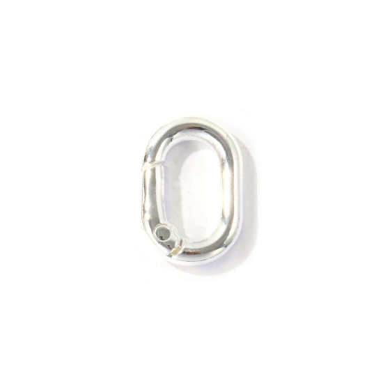 Imagen de 5 Unidades Respetuoso del Medio Ambiente Latón Cierres de Resorte Al Por Mayor Óvalo Chapado en Plata de Ley 925 21mm x 14mm