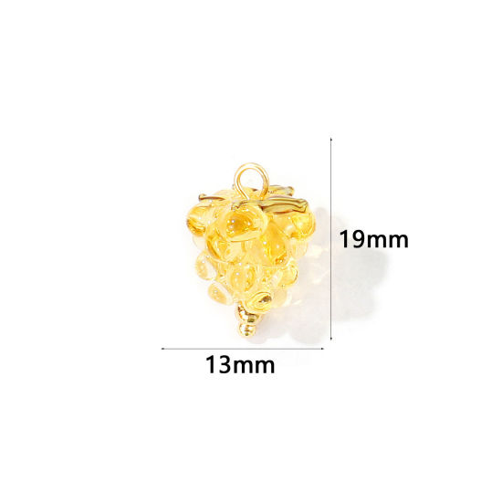 Picture of 2 PCs Eco-friendly PVD 304 Stainless Steel & Ceramic Charms Wholesale 18K Gold Plated Pale Yellow Raspberry Fruit 3D 19mm x 13mm
