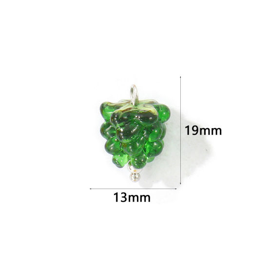 Picture of 2 PCs Eco-friendly 304 Stainless Steel & Ceramic Charms Wholesale Silver Tone Dark Green Raspberry Fruit 3D 19mm x 13mm