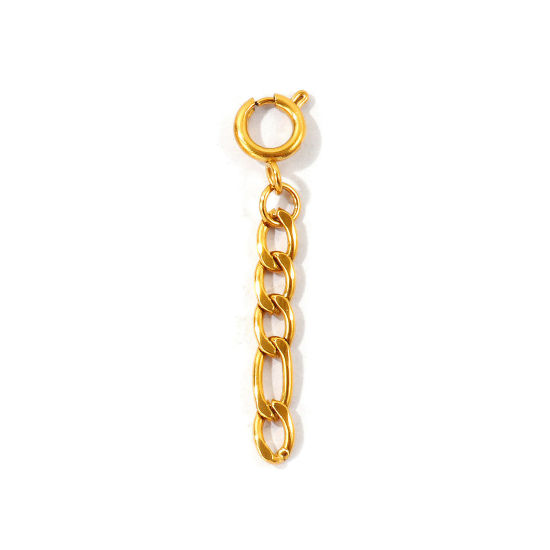 Picture of 2 PCs Eco-friendly PVD Waterproof Anti-Tarnish Hypoallergenic 304 Stainless Steel Beach Bikini Clip On Charms Pendants Wholesale 18K Real Gold Plated Link Chain 4.1cm x 0.8cm