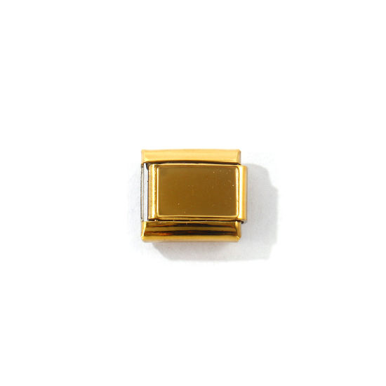 Imagen de 10 Unidades 304 Acero Inoxidable Personalizado a Medida Eslabones de Encanto Italianos para Hacer Pulseras Modulares Relojes y Joyas DIY Al Por Mayor Chapado en Oro de 18K Rectángulo Base Camafeo 10mm x 9mm