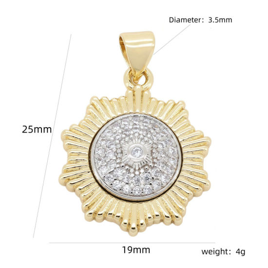 Imagen de 1 Unidad Latón Galaxia Colgantes Charms Al Por Mayor Chapado en Oro de 18K & Platino Chapado Estrella Dos Colores Claro Circón Artificial 25mm x 19mm