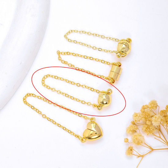 Picture of 2 PCs Eco-friendly Brass Magnetic Clasps Wholesale Ball 18K Real Gold Plated 10cm