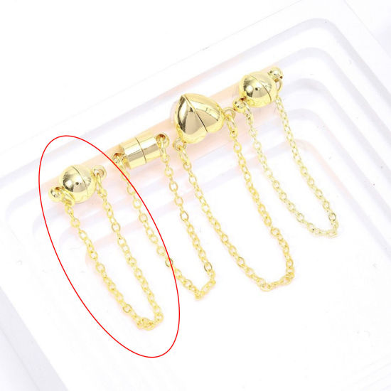 Picture of 2 PCs Eco-friendly Brass Magnetic Clasps Wholesale Ball 14K Real Gold Plated 10cm