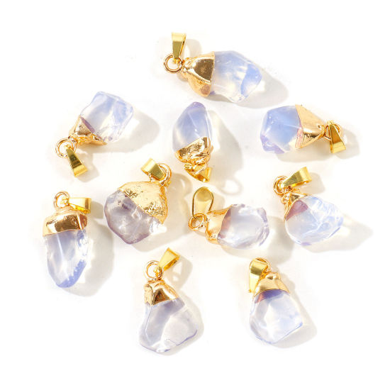 Picture of 2 PCs Brass & Gemstone Charm Pendant Wholesale 18K Gold Plated White At Random Mixed 3cm - 1.5cm