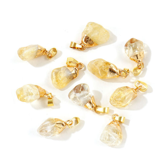 Picture of 2 PCs Brass & Gemstone Charm Pendant Wholesale 18K Gold Plated Yellow At Random Mixed 3cm - 1.5cm