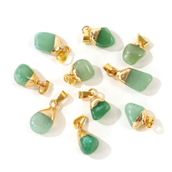 Picture of 2 PCs Brass & Gemstone Charm Pendant Wholesale 18K Gold Plated Green At Random Mixed 3cm - 1.5cm