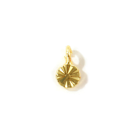 Picture of 5 PCs Eco-friendly Brass Charms Wholesale, Round 18K Real Gold Plated Mini 7mm x 4mm