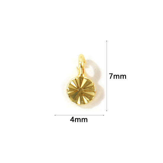Picture of 5 PCs Eco-friendly Brass Charms Wholesale, Round 18K Real Gold Plated Mini 7mm x 4mm