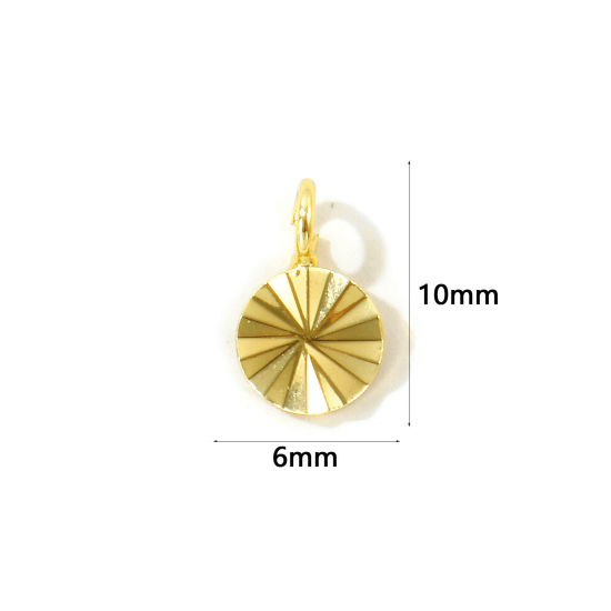 Picture of 5 PCs Eco-friendly Brass Charms Wholesale, Round 18K Real Gold Plated Mini 10mm x 6mm