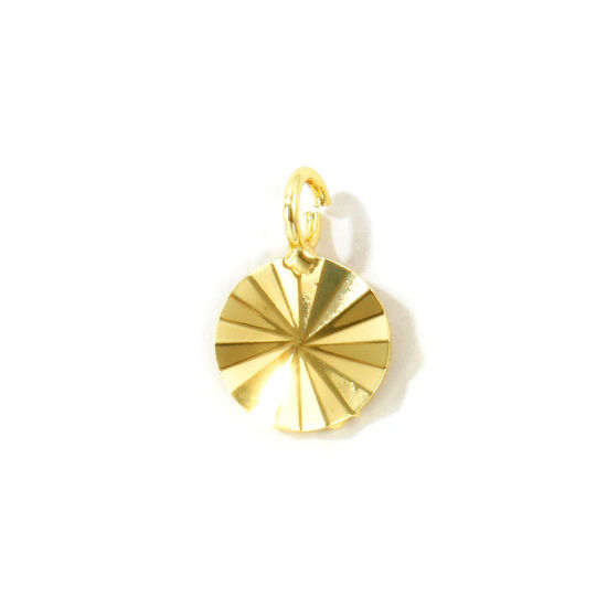 Picture of 5 PCs Eco-friendly Brass Charms Wholesale, Round 18K Real Gold Plated Mini 12mm x 8mm