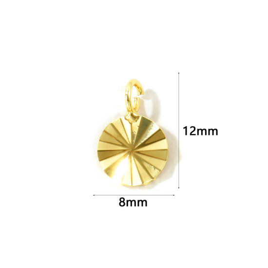 Picture of 5 PCs Eco-friendly Brass Charms Wholesale, Round 18K Real Gold Plated Mini 12mm x 8mm