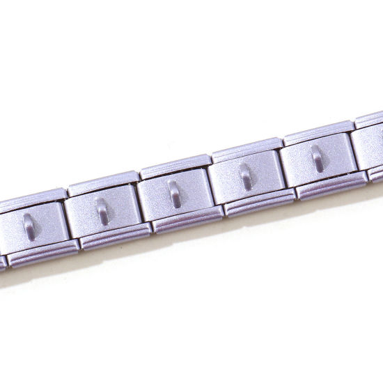 Picture of Wholesale Purple With Loop 304 Stainless Steel Italian Charm Links Modular Bracelets, Painted Simple & Casual Gift Jewelry Supply, 17.5cm(6 7/8") long, 1 Piece